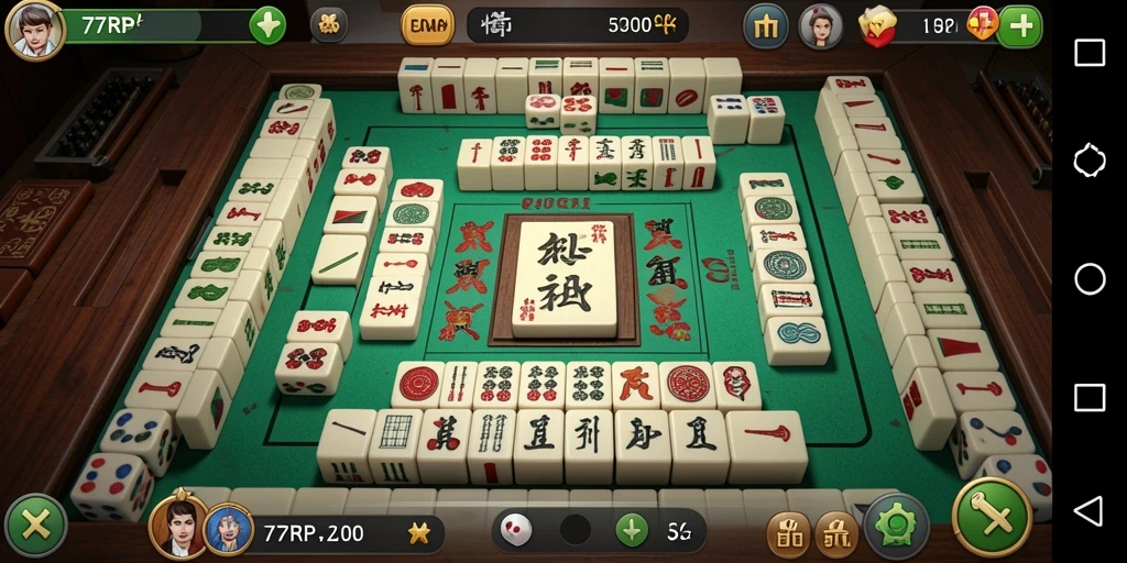 Screenshot utama 77RP yang menunjukkan gameplay Mahjong yang seru.