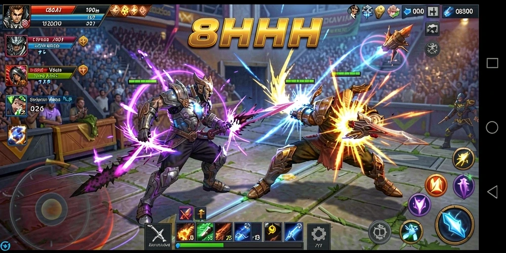 Screenshot gameplay <strong>8HHH</strong> menampilkan aksi pertarungan intens.