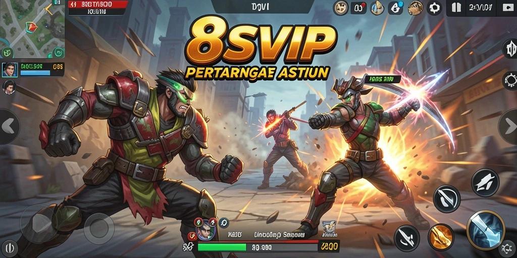 Screenshot utama menunjukkan aksi pertarungan seru di 8SVIP.