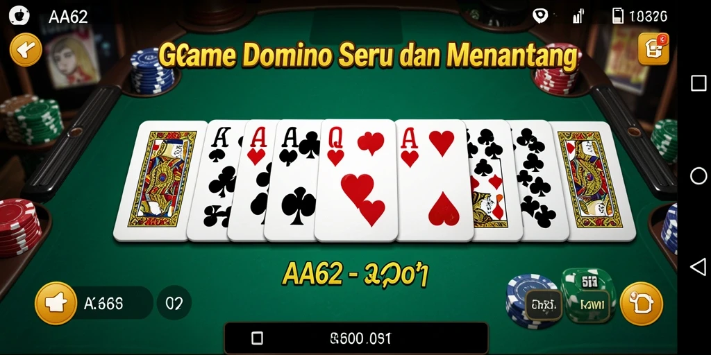Screenshot gameplay AA62 menunjukkan momen seru permainan Domino.