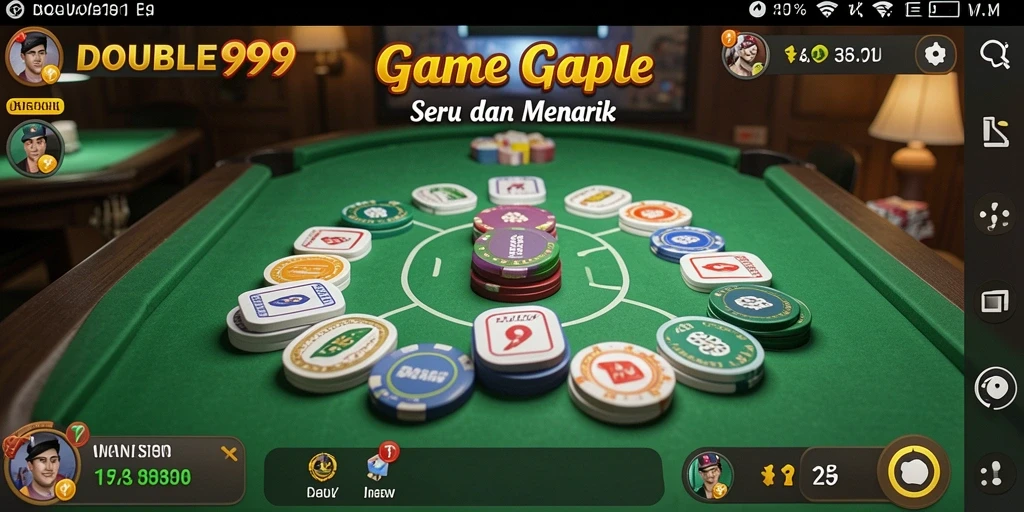Tampilan gameplay Gaple seru dari DOUBLE999 dengan fitur interaktif.