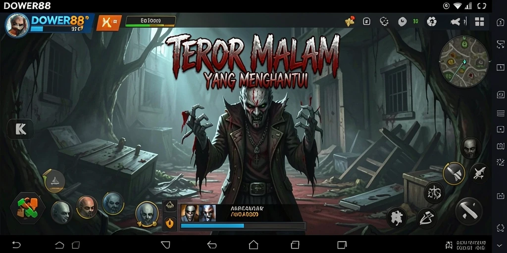 Screenshot menampilkan momen menegangkan dalam gameplay DOWER88.