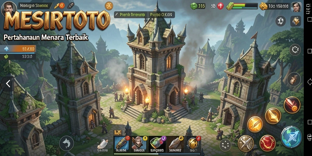 Gameplay seru MESIRTOTO dalam melawan gelombang musuh di Tower Defense.