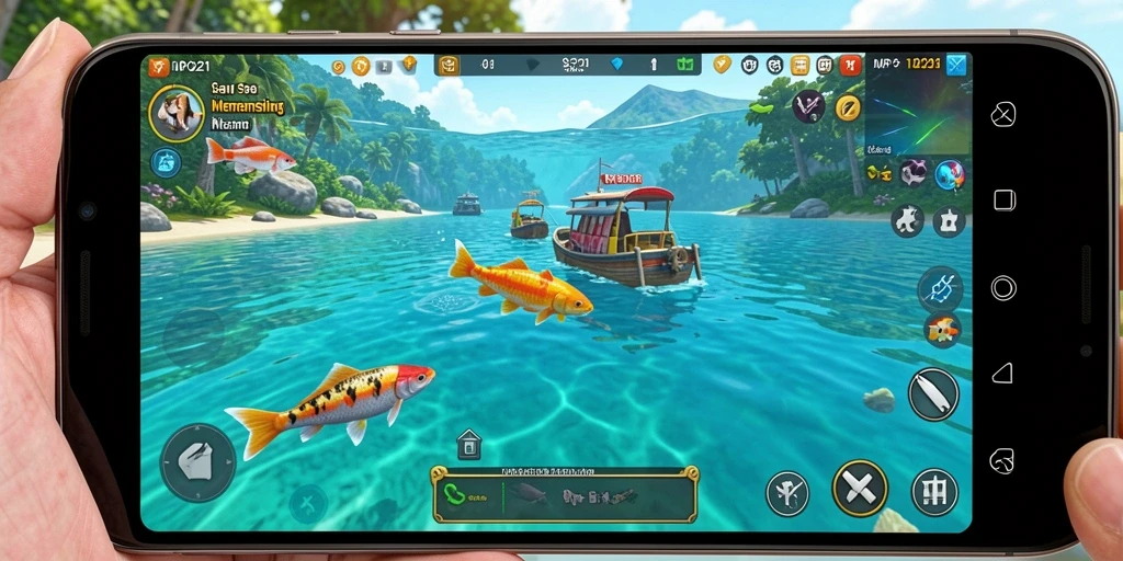 Gameplay seru di MPO1221 saat memancing ikan.
