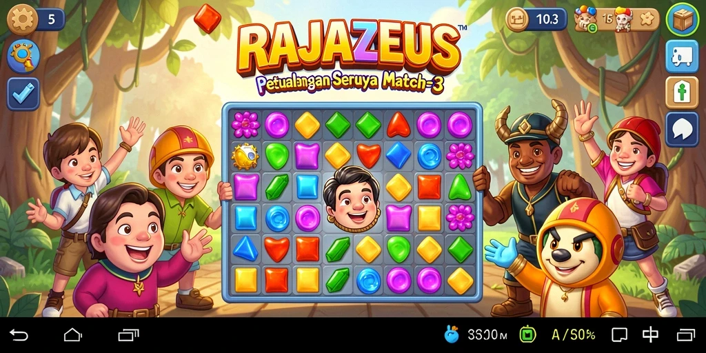 Tampilan gameplay seru dan penuh warna dari RAJAZEUS.