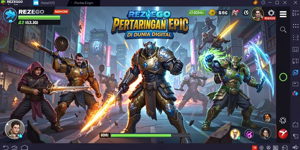 Tampilkan pertarungan seru di REZEGO dengan karakter unik dan aksi cepat.