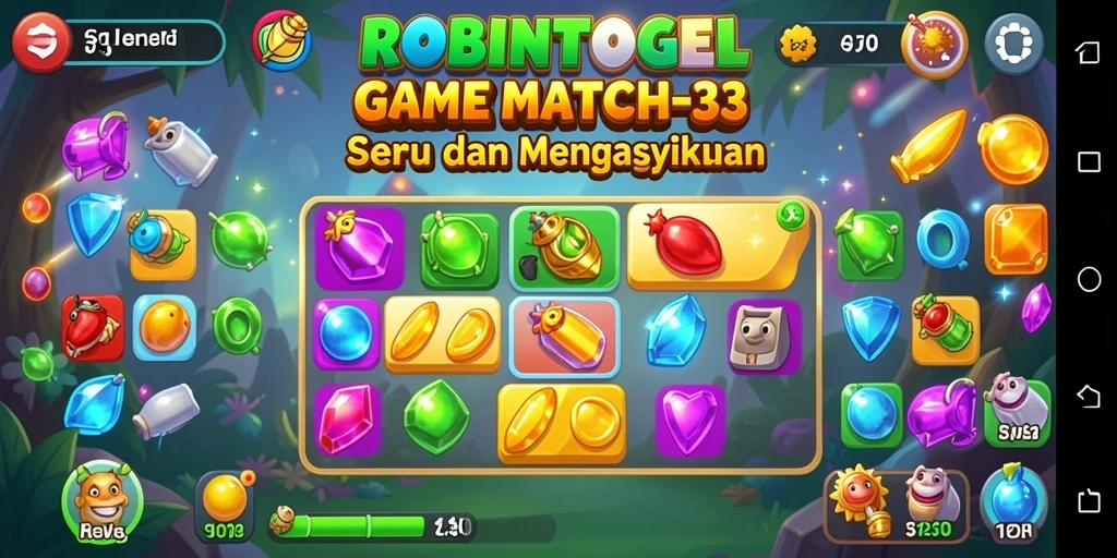 Tampilan gameplay seru dari ROBINTOGEL dengan objek berwarna-warni.