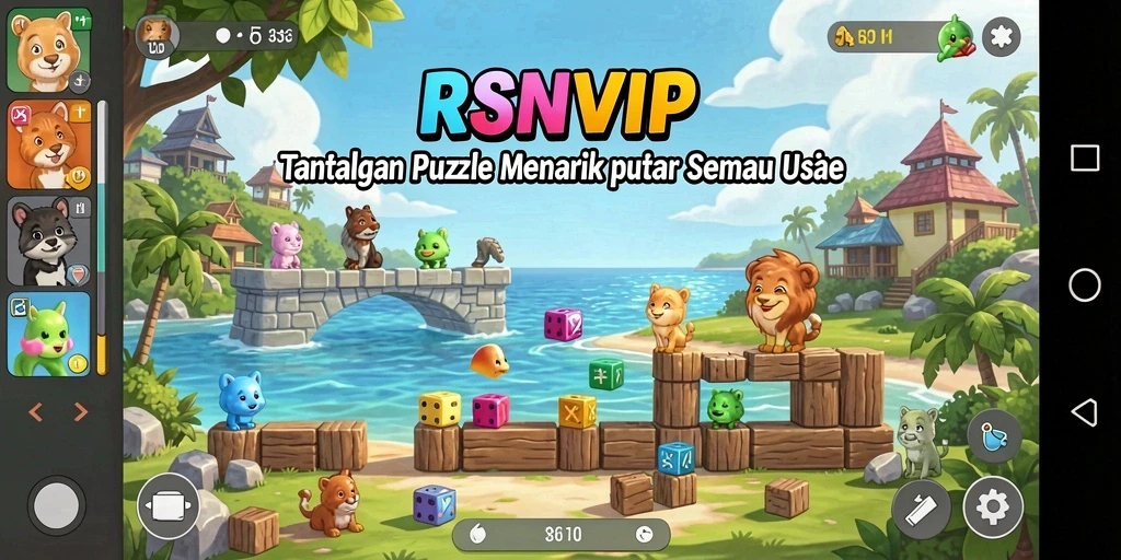 Screenshot gameplay RSNVIP menampilkan teka-teki yang penuh warna dan menarik.