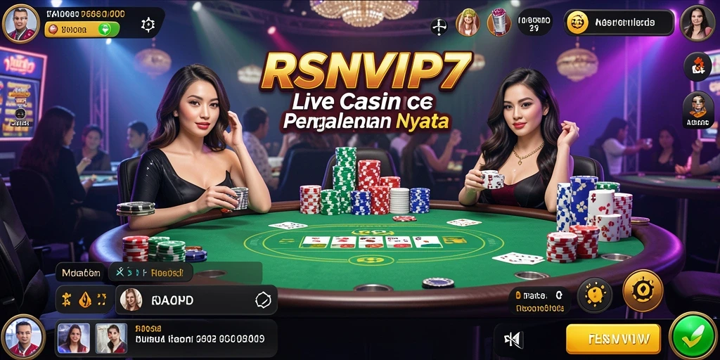 Screenshot gameplay RSNVIP7 menampilkan dealer langsung dan permainan yang menarik.